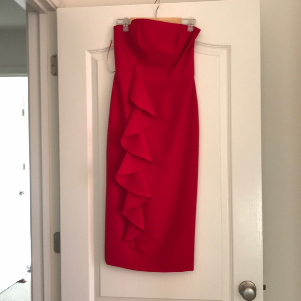 Jay Godfrey Midi Ruffle hot pink dress
